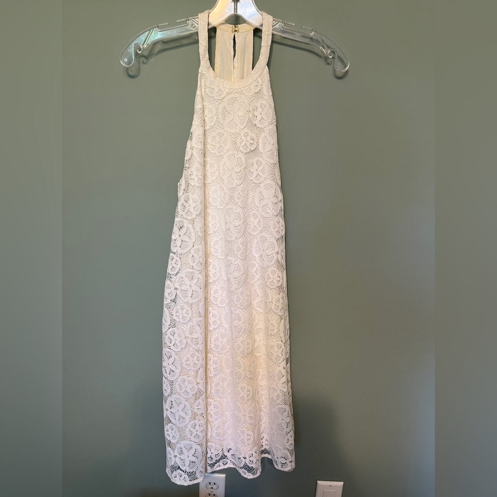 Lilly Pulitzer Quinn halter swing dress white lace